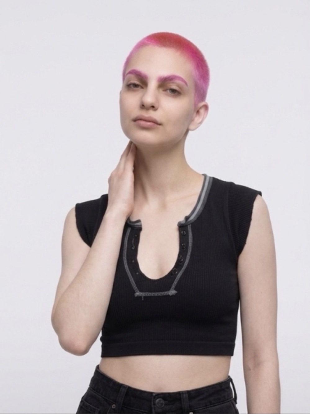 Trendy Casual Knit Layering Cs/S Out From Under Black Cap sleeve Ribbed Crop Top